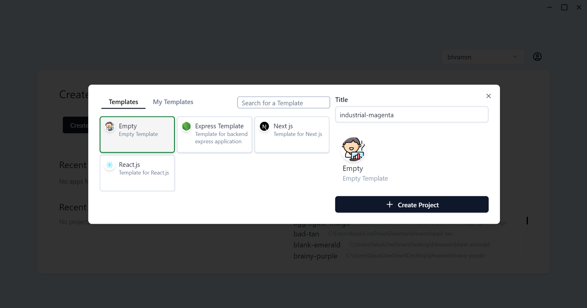 Onboarding Project Creation