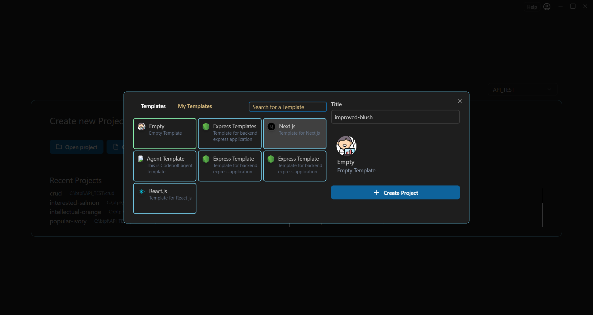 Onboarding Project Creation