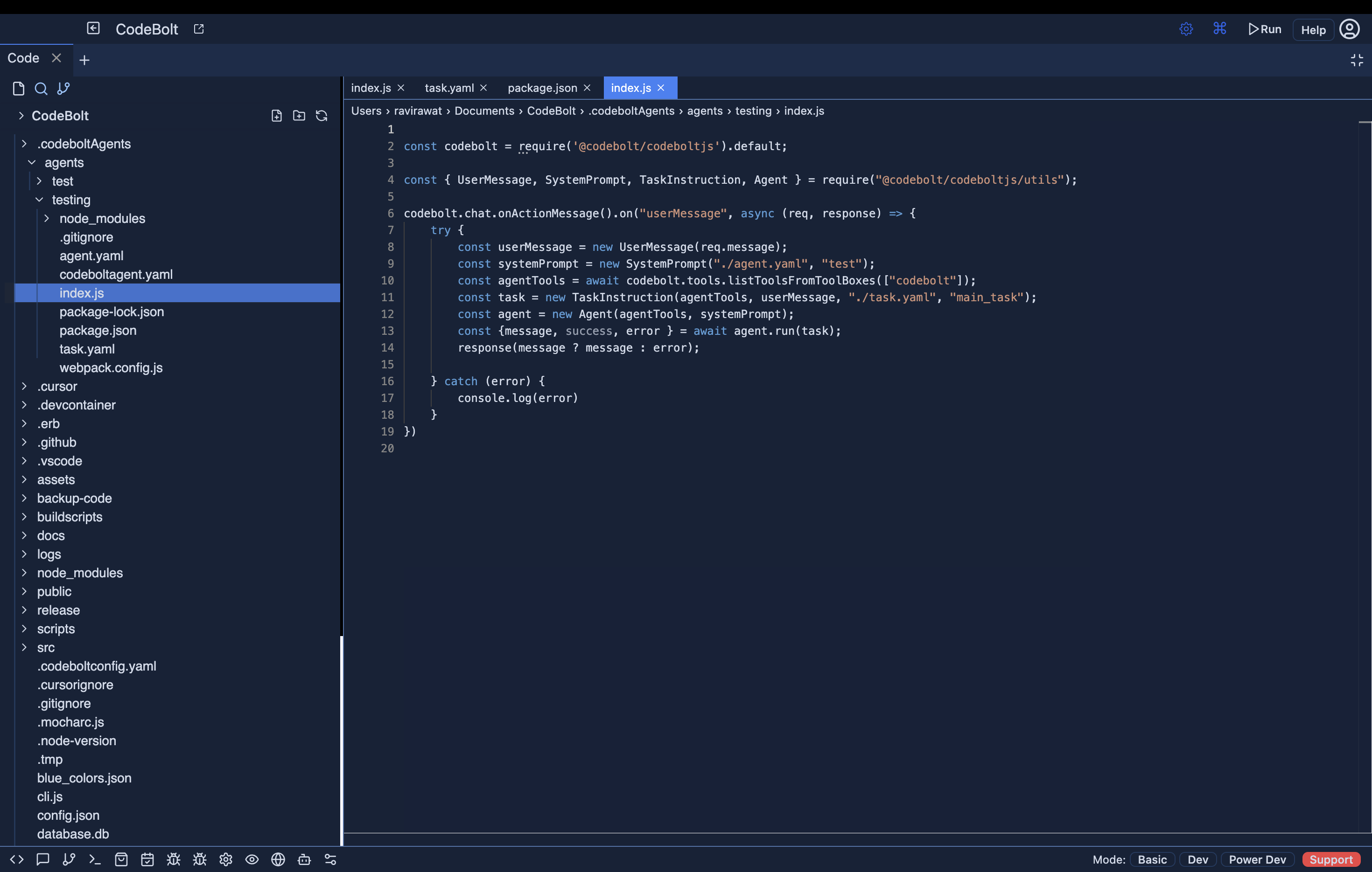 Generated code structure