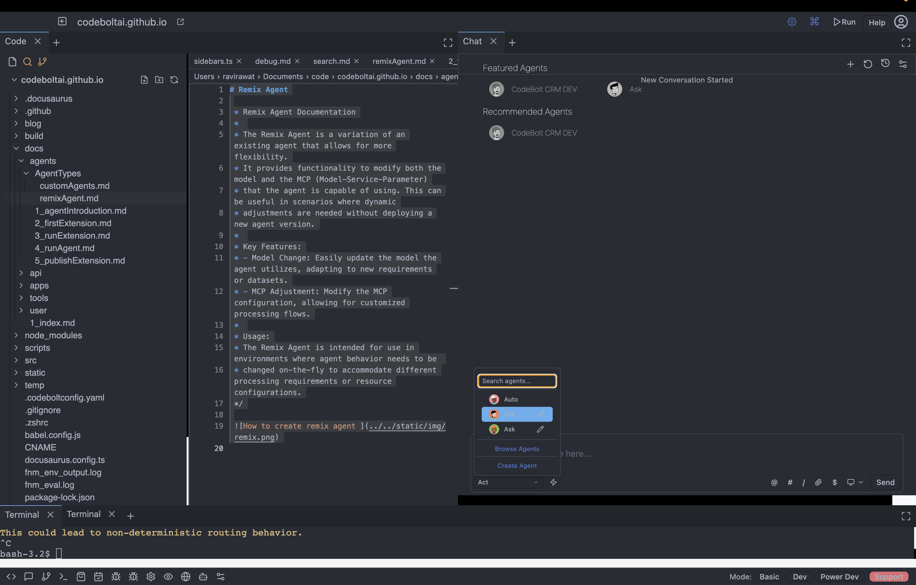 How to create remix agent