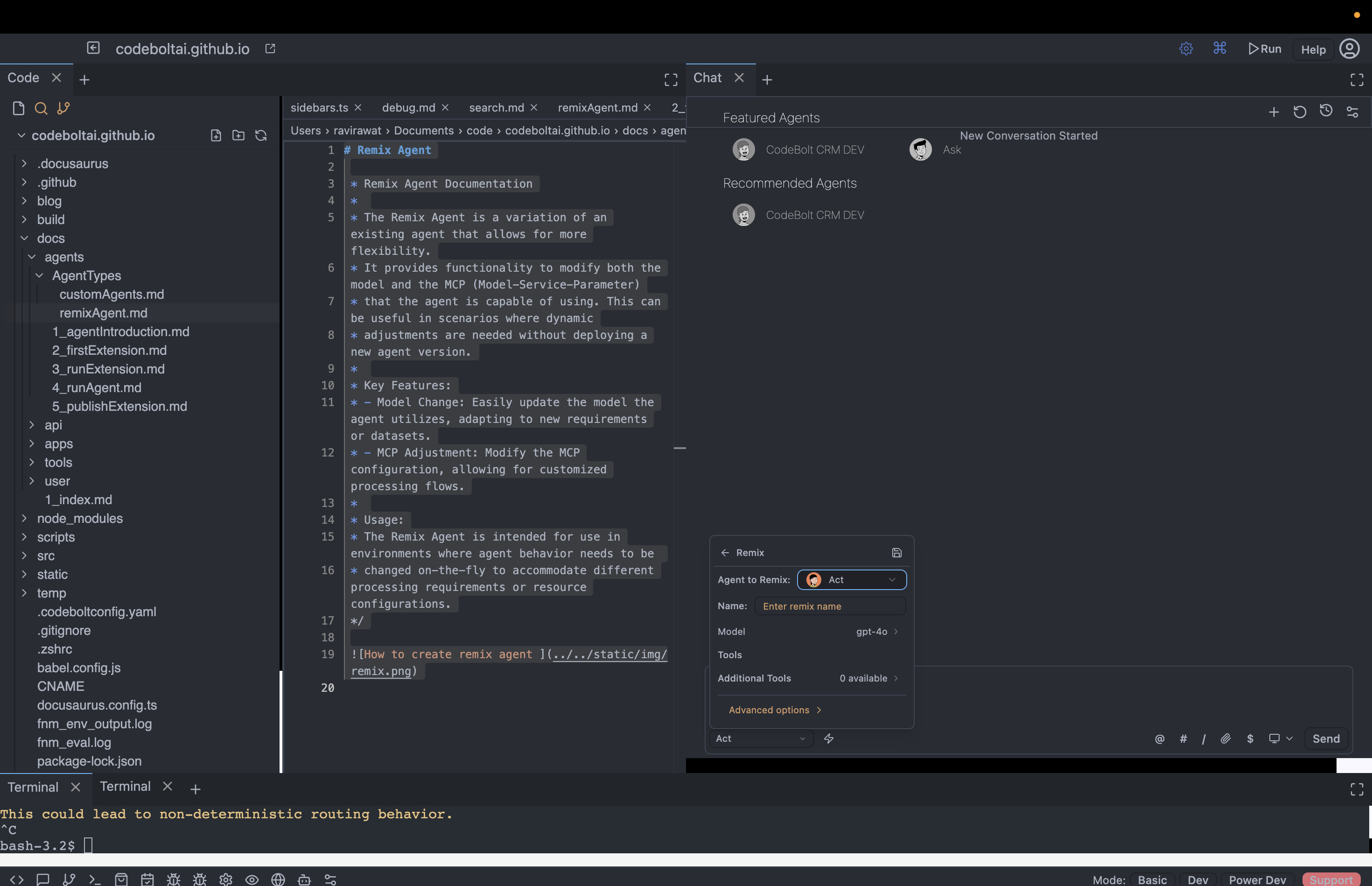 Modify settings
