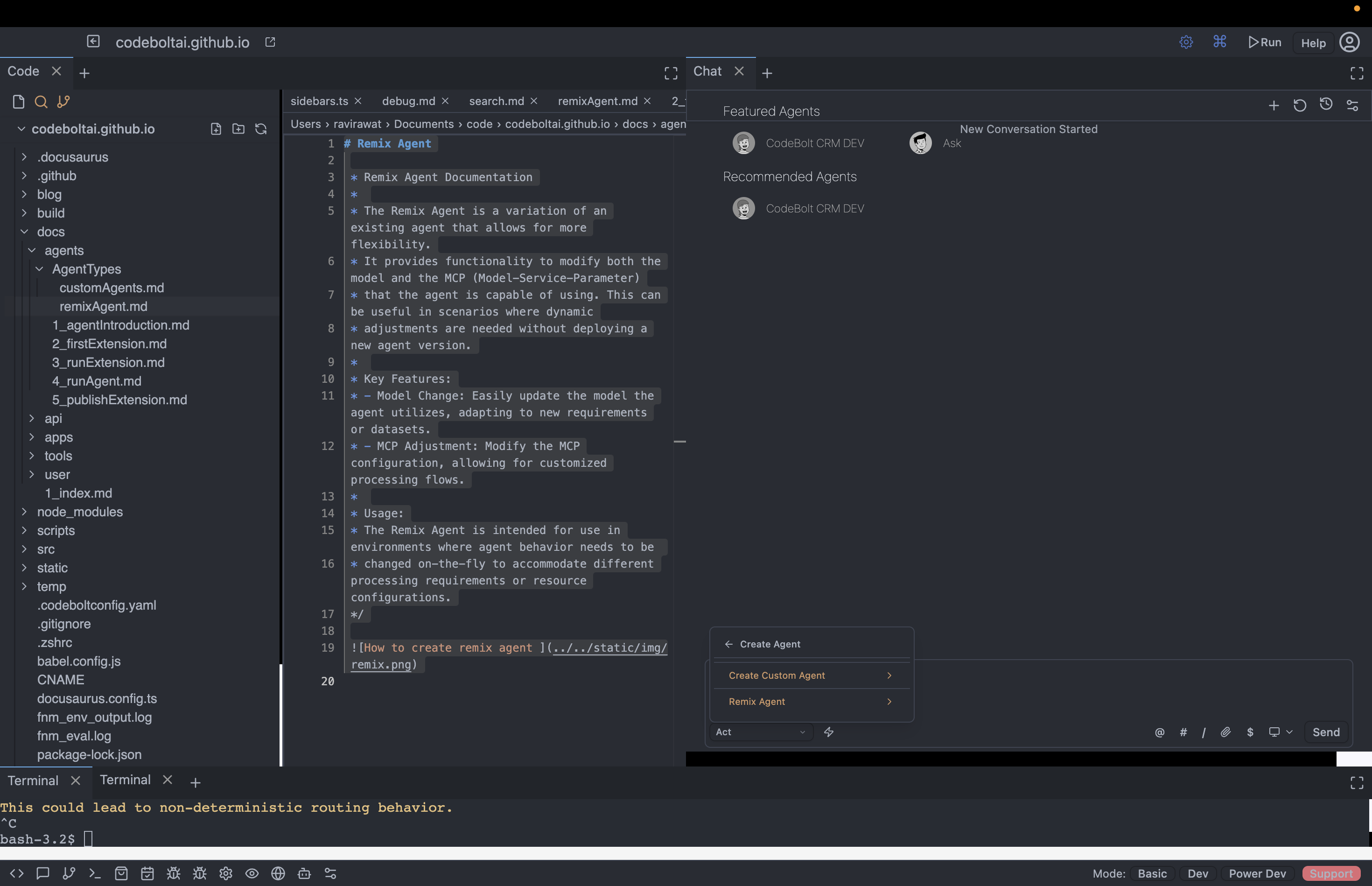 Click on Remix Agent